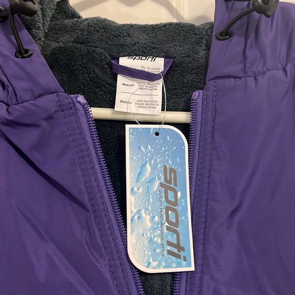 NWT Medium Purple Sporti swim coat, fleece lined.Great for swimming. - Picture 2 of 4